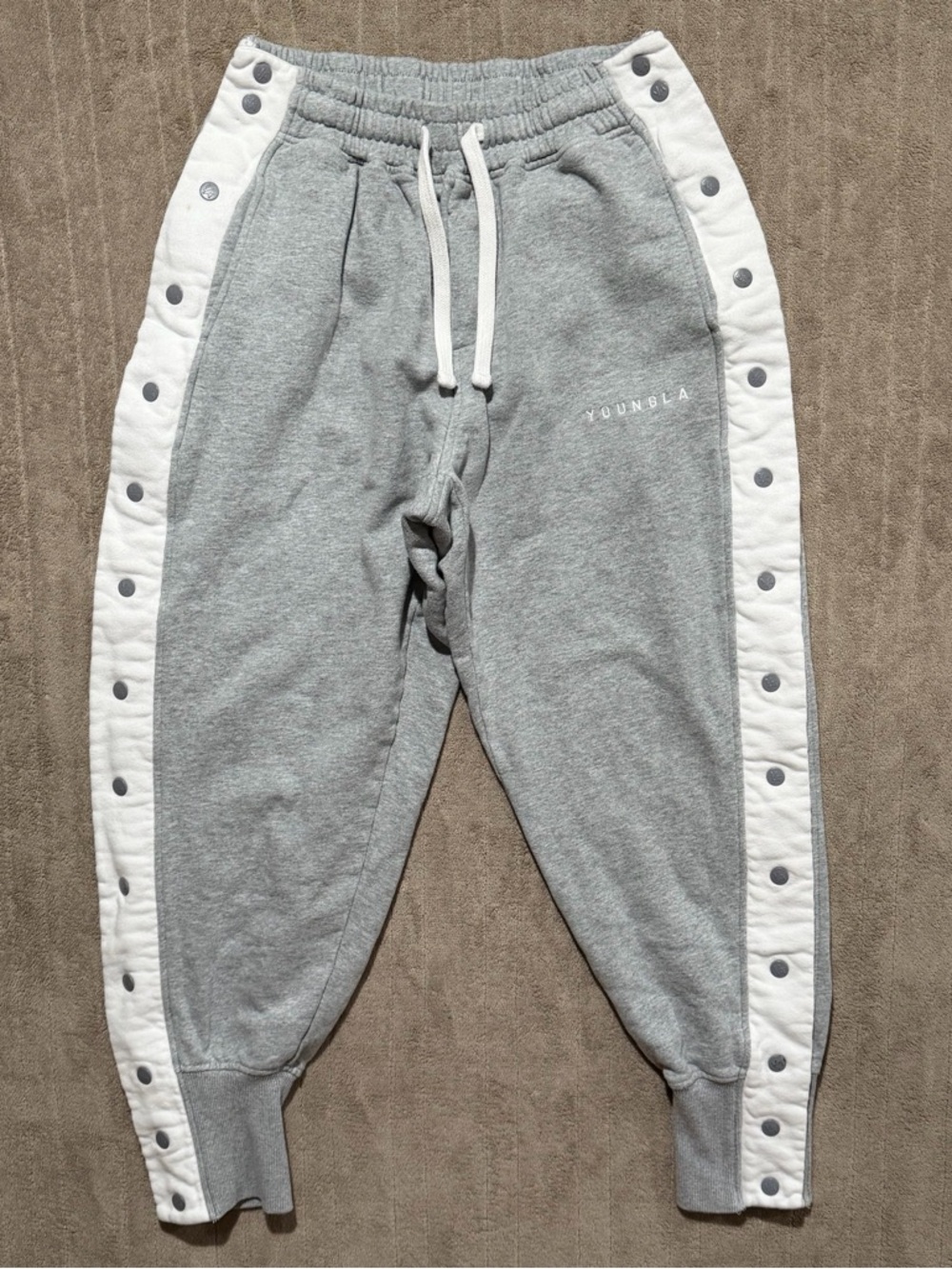 YoungLA Joggers Men’s Large Sweatpants Snap Tear Away Gym Gray Drawstring Pants
